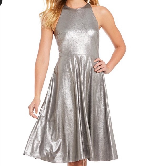 Halston Heritage Dresses & Skirts - H Halston Metallic Faux Suede Midi Dress Gunmetal